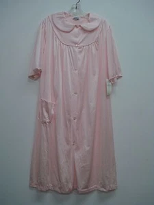 USA Made Nancy King Lingerie Waltz Length Robe Size Medium Light Pink #506Q - Picture 1 of 2
