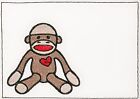 Sock Monkey embroidered Quilt Label kids, children, to customize with your text