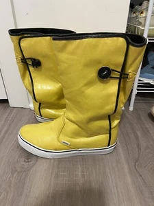 Vans Women’s Rare Yellow Coated Canvas Rain Boots Shoes Size 10.5 - Picture 1 of 10
