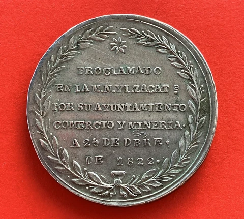 🔥RARE🔥SILVER MEDAL PROCLAMATION ITURBIDE 1822 ZACATECAS (MEXICO) GROVE 59A Cover