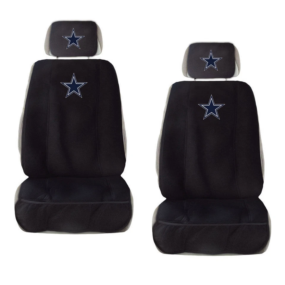 2 New Dallas Cowboys Car Truck Front Seat Covers w/ Head Rest Cover Universal - Image 1 of 1