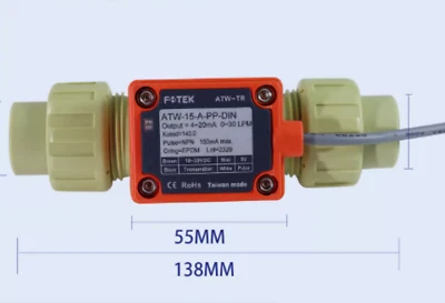 Fotek ATW-15-A-PP-DIN ATW-15-A-PP-DIN-EPDM Paddle Wheel Flow Meter - Image 1 of 3
