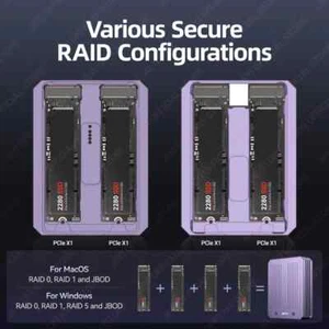 JEYI 4-Bay M.2 NVMe SSD Enclosure with USB4.0 40Gbps Port, Soft RAID Support - Afbeelding 1 van 8