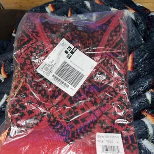 New Romans Plus Size L. 18/20 V-Neck Sweater Top Pullover Red & Black - Picture 1 of 4