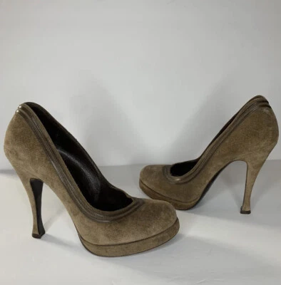 Balenciaga Paris Brown Suede Leather Pumps Stiletto Heels Shoes Size 37.5 - 7 US - Image 1 of 4