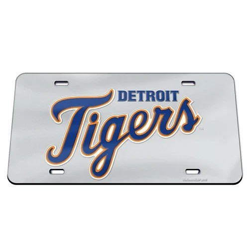 Detroit Tigers License Plate Mirrored Acrylic Silver - Image 1 of 1