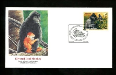 Postal History UN FDC V #287 Endangered Species Animals Silver Leaf Monkey 2001 - Image 1 of 2