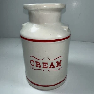 Vintage House Of Webster Ceramic Cream Jar Canister White Red Country Farmhouse - Picture 1 of 5