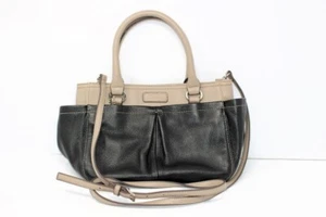 CLARKS Small Black&Beige Shoulder/Hand Bag Genuine Leather w/6 Outer Pockets - Picture 1 of 24