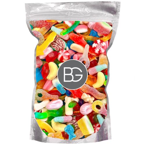 BG Quality Pick n Mix Sweets Pouches -Fresh Retro Candy Bag/Box/Tub 1kg Sweeties