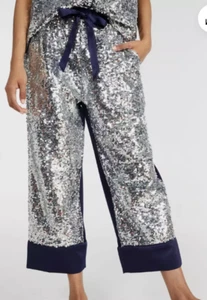 NWT- PETER ALEXANDER NAVY & SILVER SEQUIN PANTS RRP$99.95 S - Picture 1 of 13
