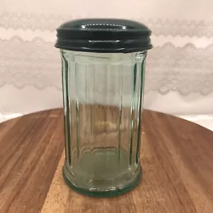 Vtg Gemco Rubble Green Glass Surgar Dispenser W/dark Green Metal Lid - Picture 1 of 6