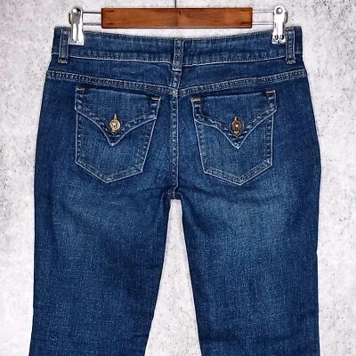 Simply Vera Wang Mujer Imitación Solapa Cropped Jeans Talla 2 Elástico Lavado Oscuro Bajo Foto 1 de 4