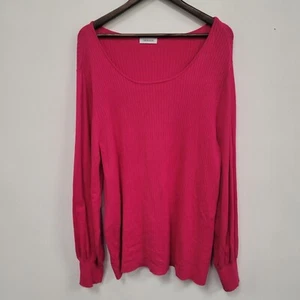 Calvin Klein Womens Ribbed Scoop Neck Sweater Size 3X Pink Balloon Sleeve Mature - Picture 1 of 8
