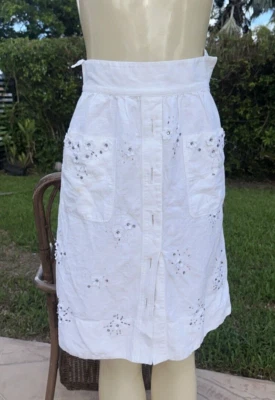 FALDA DOLCE & GABBANA BLANCA MEZCLA ALGODÓN Y LINO CRISTAL ADORNADO Talla 38 Foto 1 de 4