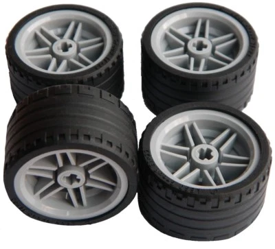 ☀️NEW Lego 4x Technic Wheels 37x22 Tires ZR GRAY Wheels 56145 55978 lot - Image 1 of 2