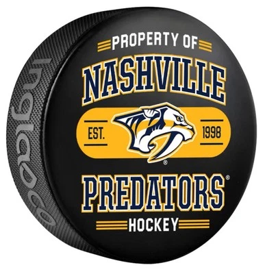 NASHVILLE PREDATORS  "PROPERTY OF" DESIGN SOUVENIR PUCK *NEW* - Image 1 of 2