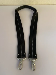 Lauren Ralph Lauren Black Canvas Leather Trim Replacement Strap Silver Tone Hook - Picture 1 of 7