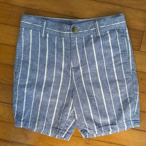 Janie & Jack Size 6 Linen Blend Shorts Striped Blue White 5” Inseam - Picture 1 of 5