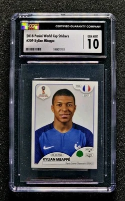 2018 Panini World Cup Stickers Soccer #209 Kylian Mbappe RC Rookie CGC 10 - Image 1 of 2