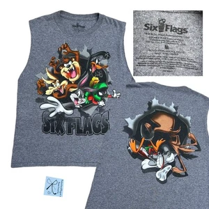 Warner Bros. Looney Tunes Six Flags 2015 Sleeveless Shirt Kids Sz M - Picture 1 of 9