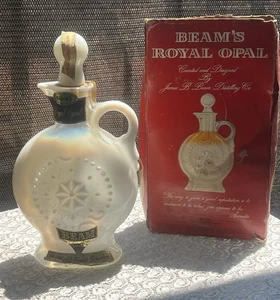 Vintage Jim Beam White Opalescent Glass Whiskey Liquor Decanter with Box,HTF - Picture 1 of 8