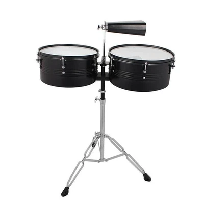 Conjunto de bateria 13" 14" Timbales percussão com suporte Cowbell - Imagem 1 de 4