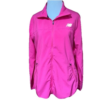 NEW BALANCE Chaqueta Ligera Rosa Caliente Correr Atlética Cremallera Completa Talla Mediana  Foto 1 de 4