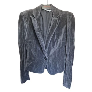 Ayette Grey Velvet Blazer UK 8 Tailored Jacket One Button Metallic Party Smart - Picture 1 of 8