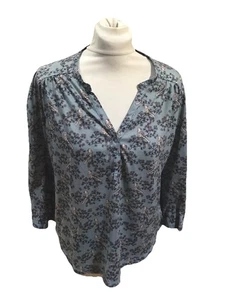 H&M Blue Floral And Bird Print Polyester Blouse U.K. Medium - Picture 1 of 5