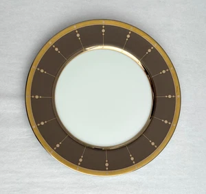 Haviland Limoges White Tambour Bronze Gold Dots Lines Trim Dessert Plate 8.5" - Picture 1 of 8