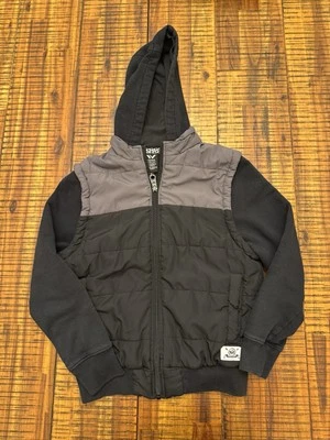 Chaqueta ligera Shaun blanca para niños 8-10 negra y gris Foto 1 de 4