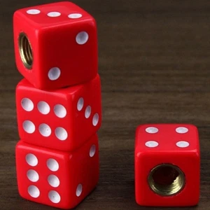 4PCS Red Dice Car Bicycle Wheel Tire Air Valve Stem Caps Dust Covers Accessories - Picture 1 of 12