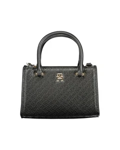 Tommy Hilfiger Satchel Embossed Monogram Women Black Handbags - Imagen 1 de 3