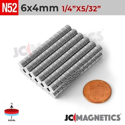 6mm x 4mm N52 Super Strong Round Disc Rare Earth Neodymium Magnets 6x4mm - Image 1 of 2