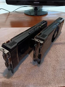 2- RARE EVGA GeForce GTX-590 Classified Dual Processor Graphics Cards - Picture 1 of 10