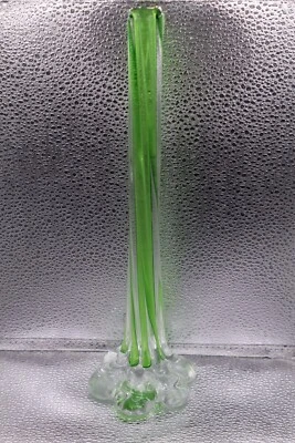 Jarrón vintage con vástago torcido, francés, vidrio artístico, manga de flor, mediados de siglo Foto 1 de 3