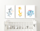 Watercolour Animal Prints Pictures For Nursery Kids Bedroom Boys Girls Room
