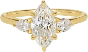 1.50Ct Marquise Cut Diamond Solitaire Woman's Engagement Ring 14K Yellow gold fn - Picture 1 of 4
