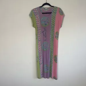 Vintage Y2K 90s Pastel Floral Patchwork Prairie Midi Dress Colorful Small - Picture 1 of 10