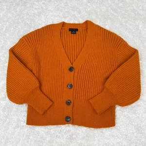 Sanctuary Women's 10 Orange Knit button cardigan Sweater Balloon Sleeve Comfy - Picture 1 of 8