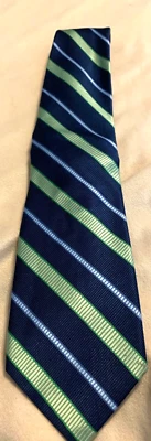 Corbata Hombre Merona Verde y Azul Marino Rayas Poli Vintage Foto 1 de 3