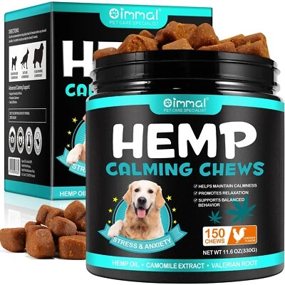 DOG FOOD Hemp Chews CALMING CHEWS Daily Dog ANXIETY RELIEF TREATS - 150x CHICKEN - Image 1 of 4