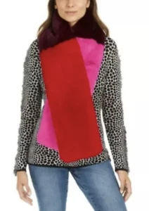 INC Colorblocked Faux-Fur Muffler Scarf Pink One Size - Picture 1 of 1