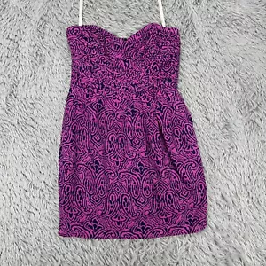 Shoshanna Strapless Silk Blend Mini Dress NWT Women's 4 Purple Navy Party HOCO - Picture 1 of 10