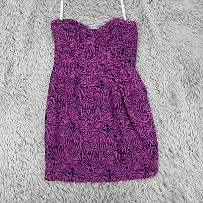 Mini Vestido Shoshanna Sin Tirantes Mezcla Seda Nuevo con Etiquetas Para Mujer 4 Púrpura Azul Marino Fiesta HOCO Foto 1 de 4