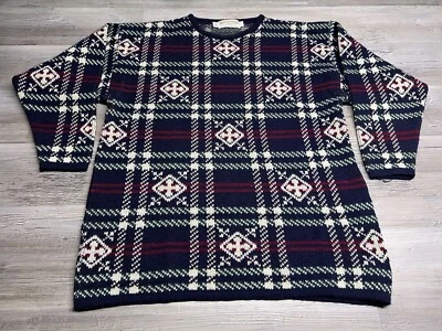 Vintage James Pringle Weaver Wool Sweater Size L Nordic Fair Isle Blue Pullover - Image 1 of 4