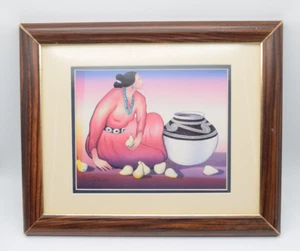 Vintage R.C. Rudolph Carl Gorman Framed Signed Lithograph Print - "Sunset Woman" - Bild 1 von 7