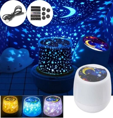 Rotating LED Light Projector Star Moon Sky Night Lamp Decor for Baby Kid Bedroom