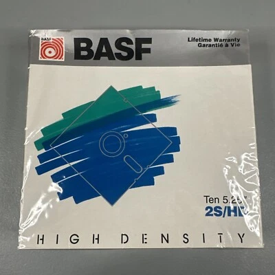 BASF 10 Diskettes 5.25" 2S/HD Two-Sided High Density Floppy Disks Sealed in Box - Image 1 of 3